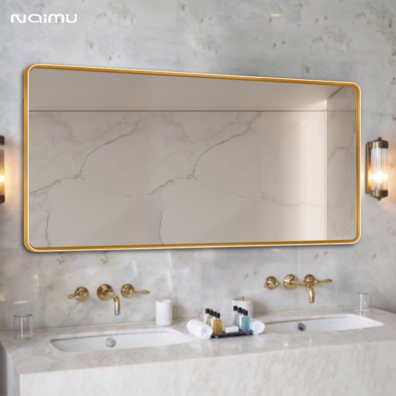 镜子挂墙 轻奢浴室镜子贴墙x带框镜卫生间镜子厕所化妆镜壁挂墙镜