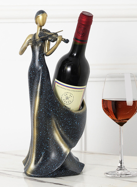 创意现代简约酒柜红酒架摆件轻奢高档客厅小M提琴女孩酒托乔迁礼
