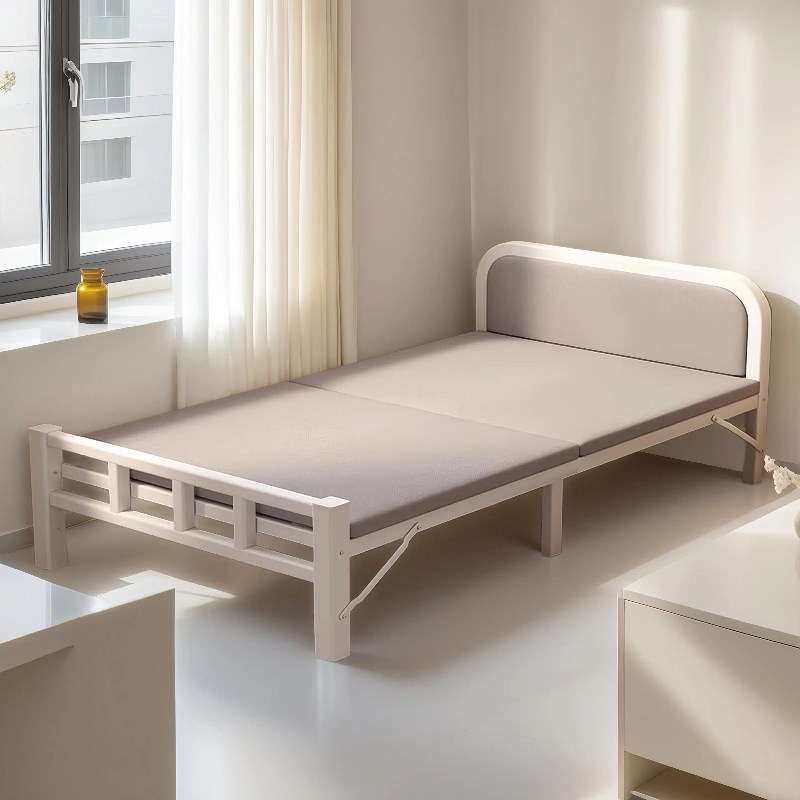 折叠床午休单人床实木床板1.2米简易双人铁架家用小床硬Z板加固1