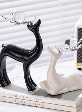 福鹿装饰摆件轻奢高级感s客厅玄关桌面酒柜装饰摆件电视柜乔迁礼