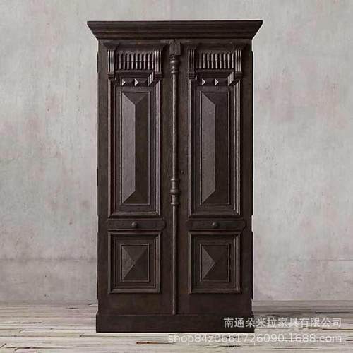 美式乡村卧室高端实木复古做旧双门四门大衣柜卧室储存柜