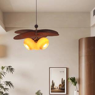 法式复古中古风餐厅灯藤编吊灯卧室主灯日式餐桌圆桌阳台书房灯具