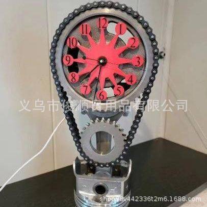 跨境新款欧美座钟个性创意装饰台钟复古时钟工艺品摆件链条齿轮钟