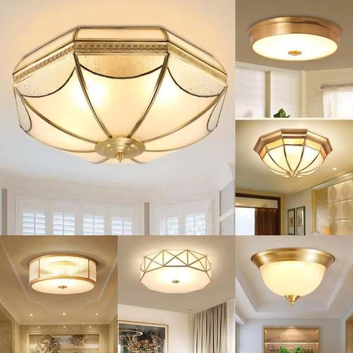 中山灯具厂全铜美式玄关灯欧式卧室门厅走廊灯具过道楼梯吸顶灯