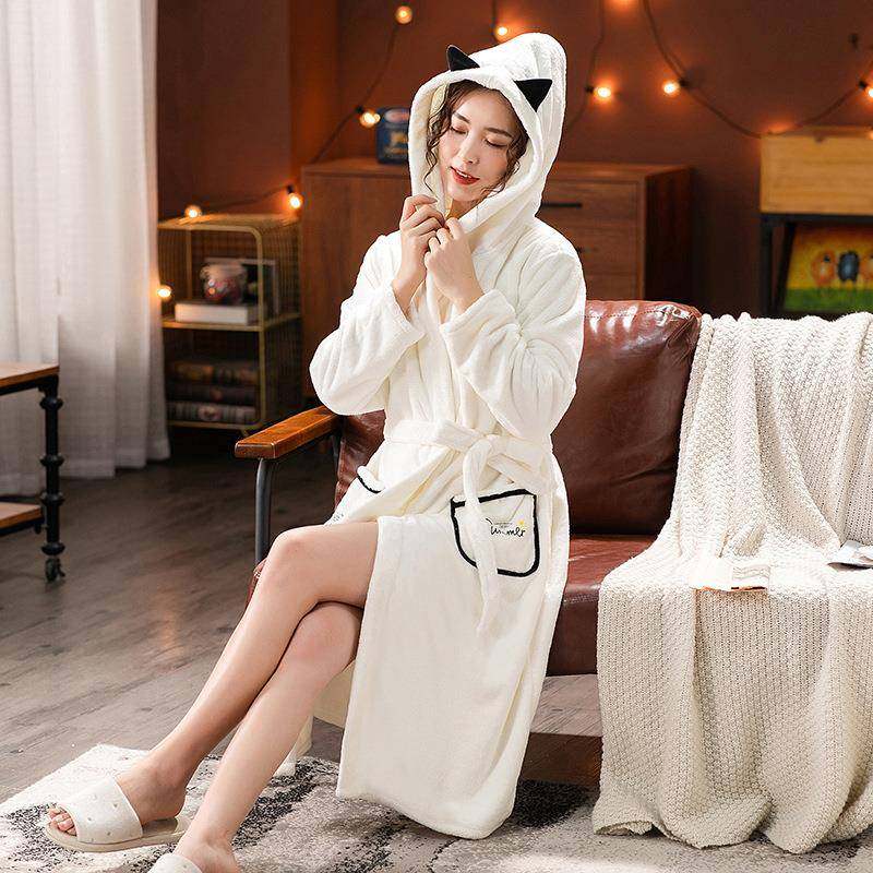 珊瑚绒浴袍加厚居家浴衣成人情侣男女秋冬柔软吸水情侣睡袍加长款