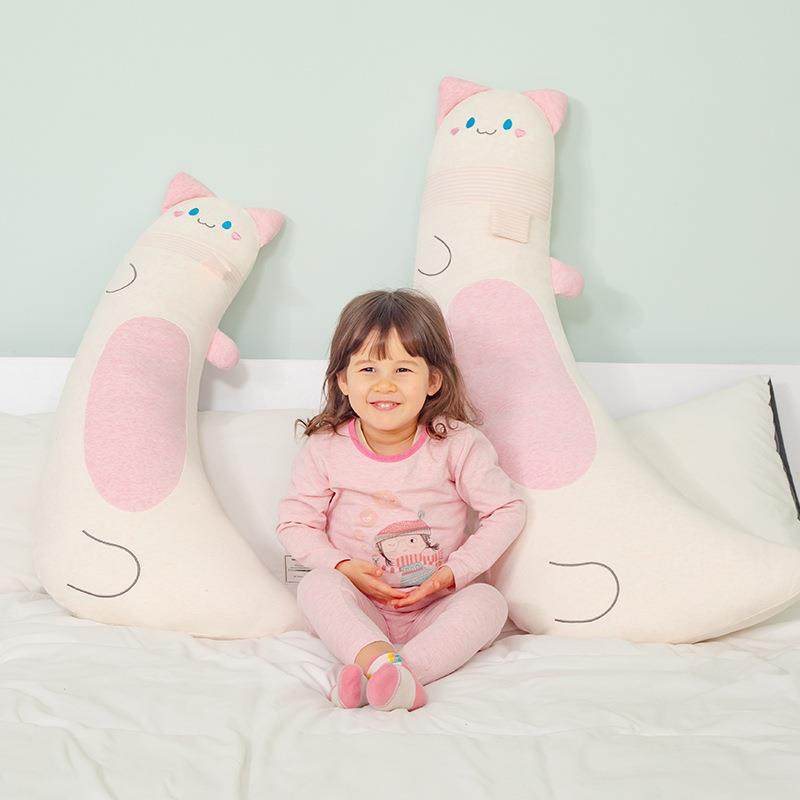 纯棉粉色猫咪抱枕儿童侧睡夹腿安抚长条枕床上成人女生睡觉抱枕,居家布艺,抱枕被,淘宝优惠券,粉丝福利购,淘宝优惠卷