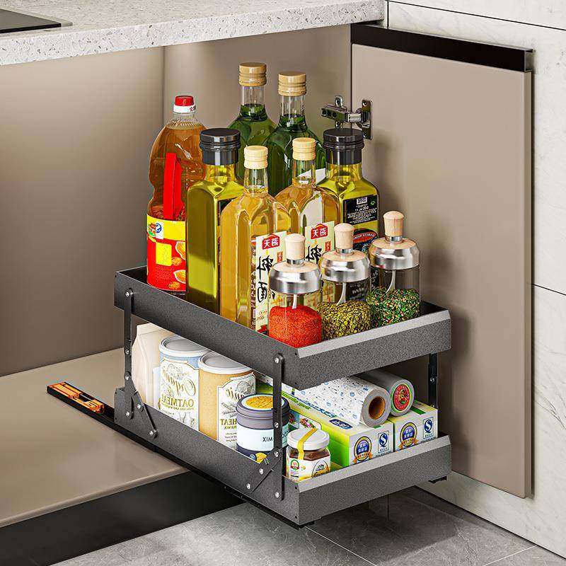 厨房拉篮双层柜内置物架超深柜抽屉式橱柜内改造水槽下浅柜收纳架,厨房/烹饪用具,抹布架/厨房清洁收纳架,淘宝优惠券,粉丝福利购,淘宝优惠卷