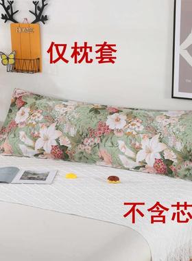 ll印花粗布双人枕套情侣长枕套1.3/1.6/1.9米棉加厚加密信封枕头