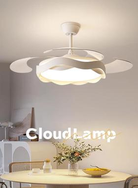 房卧风扇灯246025新款奶风简约现代隐形间灯吊扇灯广东中室山灯油