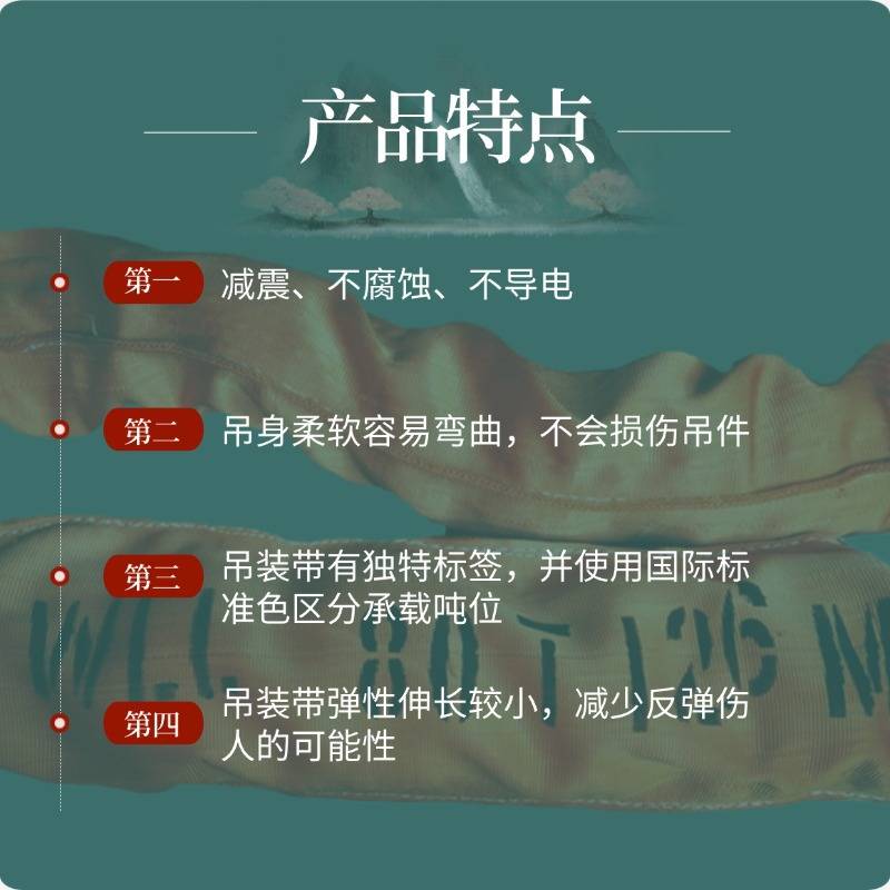 80吨双扣柔性起重吊装带两环耳大吨位国标吊索具涤纶行吊绳索网带