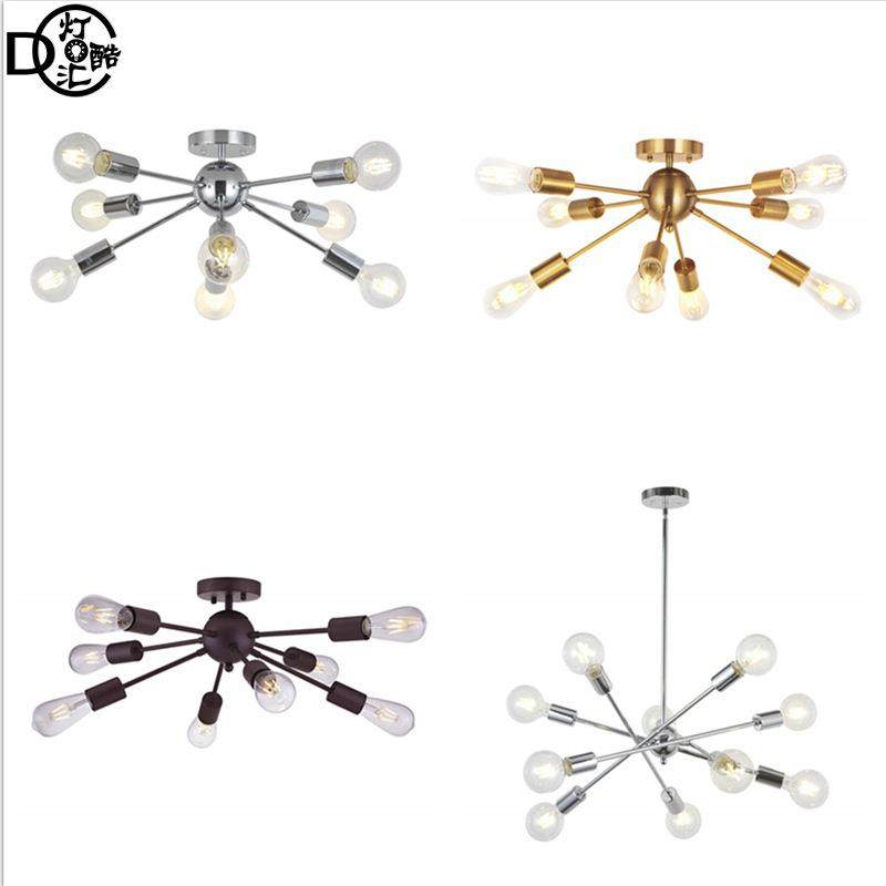 跨境热销美式乡村工业风铁艺多头吸顶灯卧室书房餐厅电镀枝形灯具,家装灯饰光源,客厅吸顶灯,淘宝优惠券,粉丝福利购,淘宝优惠卷