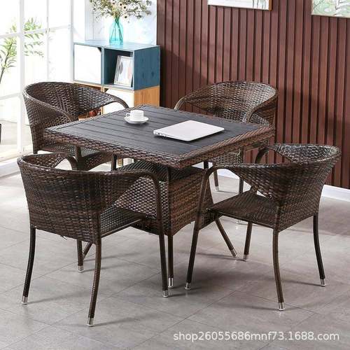 户外庭院单人休闲阳台小桌椅套件茶几露天小藤椅子组合藤椅三件套