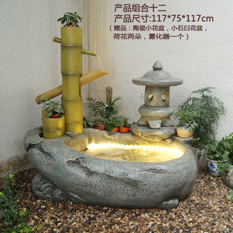 田园禅意流水日式竹子喷泉摆件客厅鱼缸阳台庭院景观花园酒店装饰