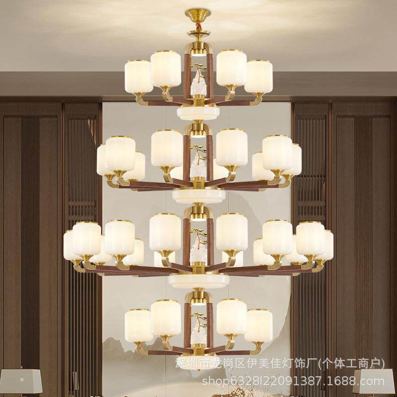 新中式吊灯北美黑胡桃实木全铜客厅灯餐厅吊灯具中国风新款大吊灯,家装灯饰光源,智能吊灯,淘宝优惠券,粉丝福利购,淘宝优惠卷