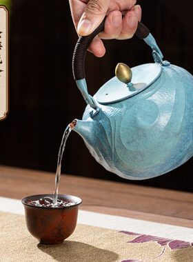 朱炳仁铜 沧海流金茶壶功夫茶具泡茶壶家用大容量提梁壶送礼