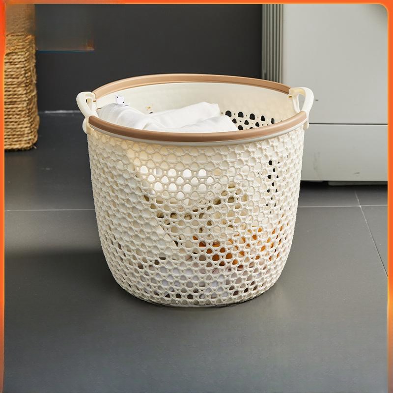 家用日式手提脏衣k篮防水杂物收纳筐卫生间洗澡衣篓镂空脏衣筐整