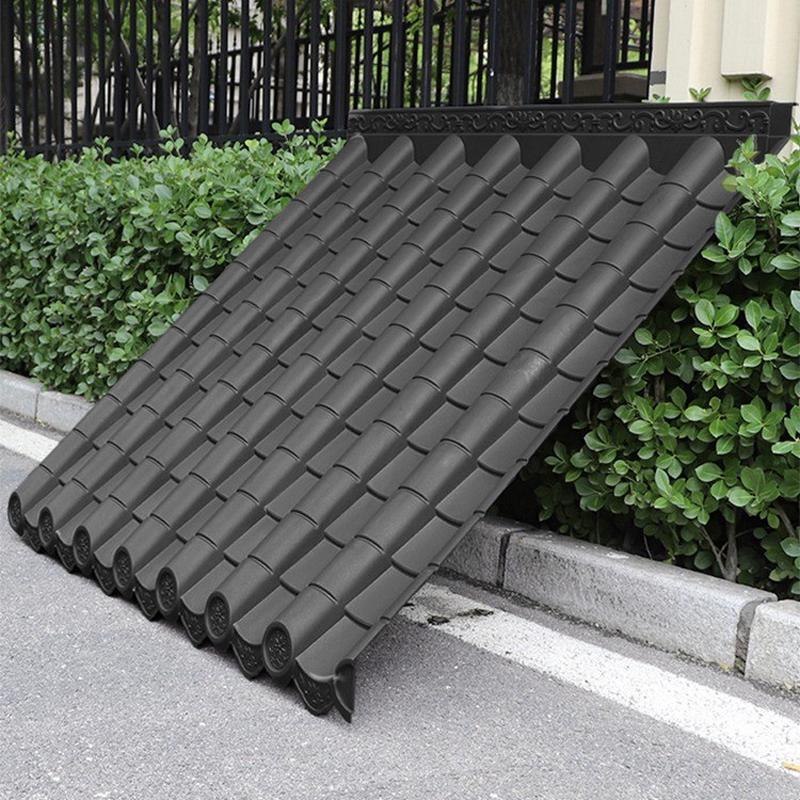 加厚110*110cm一体大板莲花纹D新中式塑料防水彷小青瓦雨棚彷古瓦