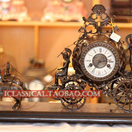 古典钟 欧式钟表 仿古钟表 机械纯铜二马车钟