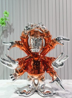 卡通大嘴鸭雕塑客厅玄关电视柜装饰F品轻奢高档创意家居摆件工艺