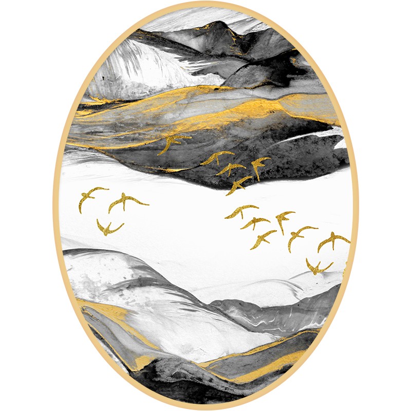 玄关椭圆形装饰画抽象现代简约轻奢走廊竖M款创意个性免打孔挂画图片
