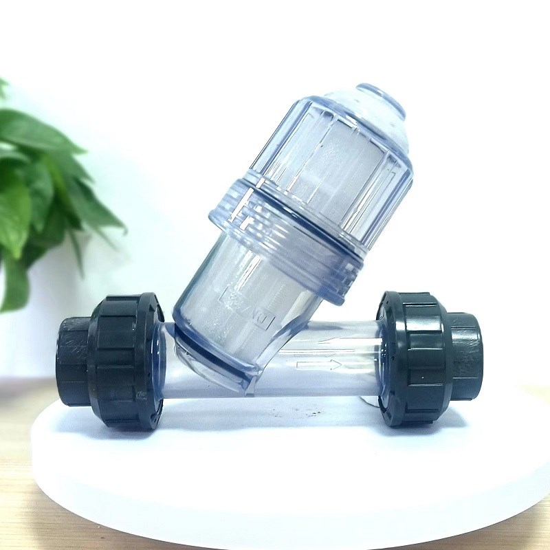 白色透明DN15/20/25/32UPVC管道式塑料Y型过滤器 过滤阀门60/80目