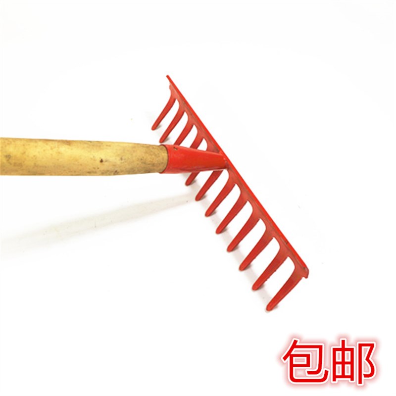 13多齿耙钉耙搂草耙整地耙农具配柄铁耙I长木柄耙子长耙子螺耙包