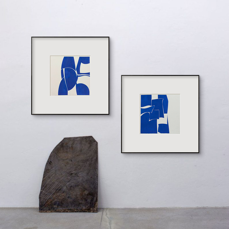 现代简约抽e象装饰画克莱因蓝色餐厅单幅边桌挂画艺术日式禅意画图片