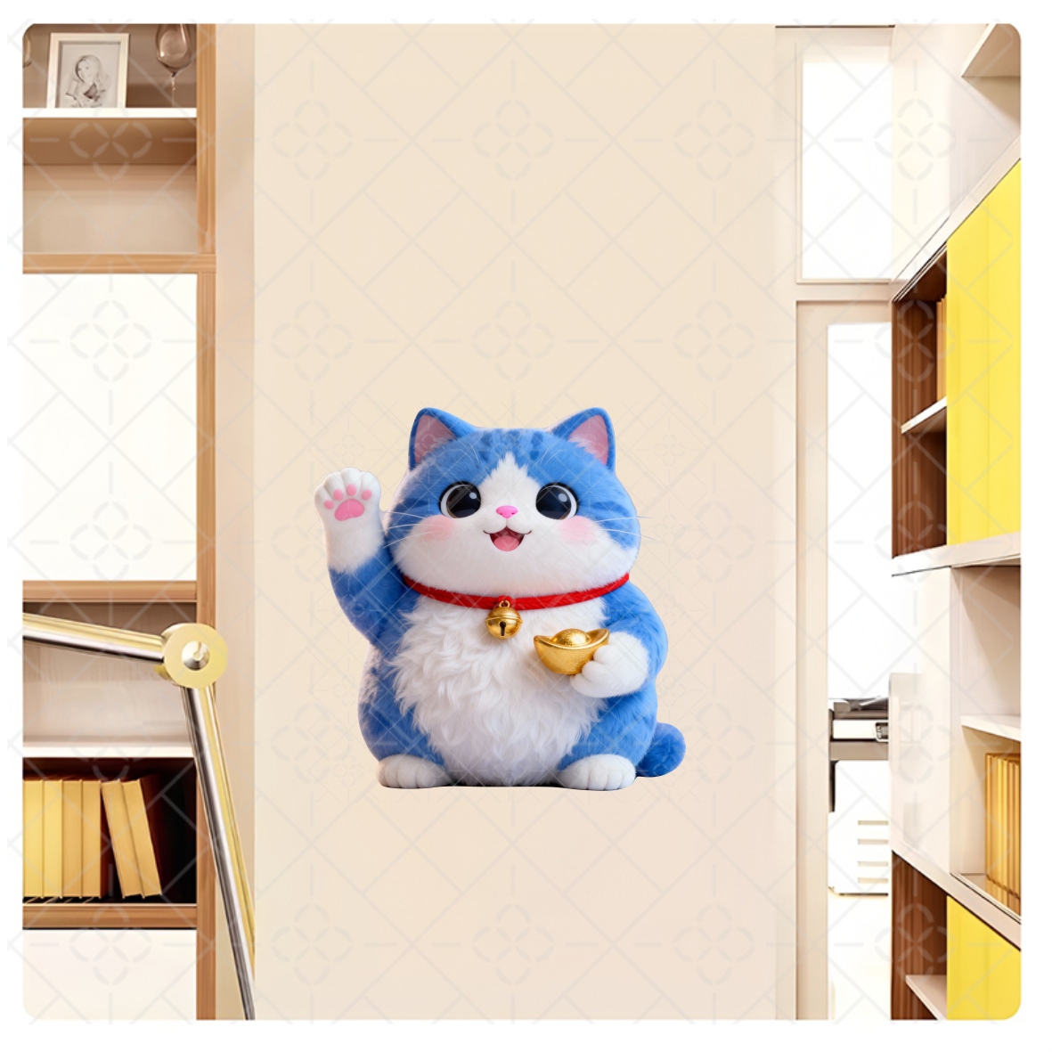 可爱招财猫软装墙玻璃贴卡通猫咪