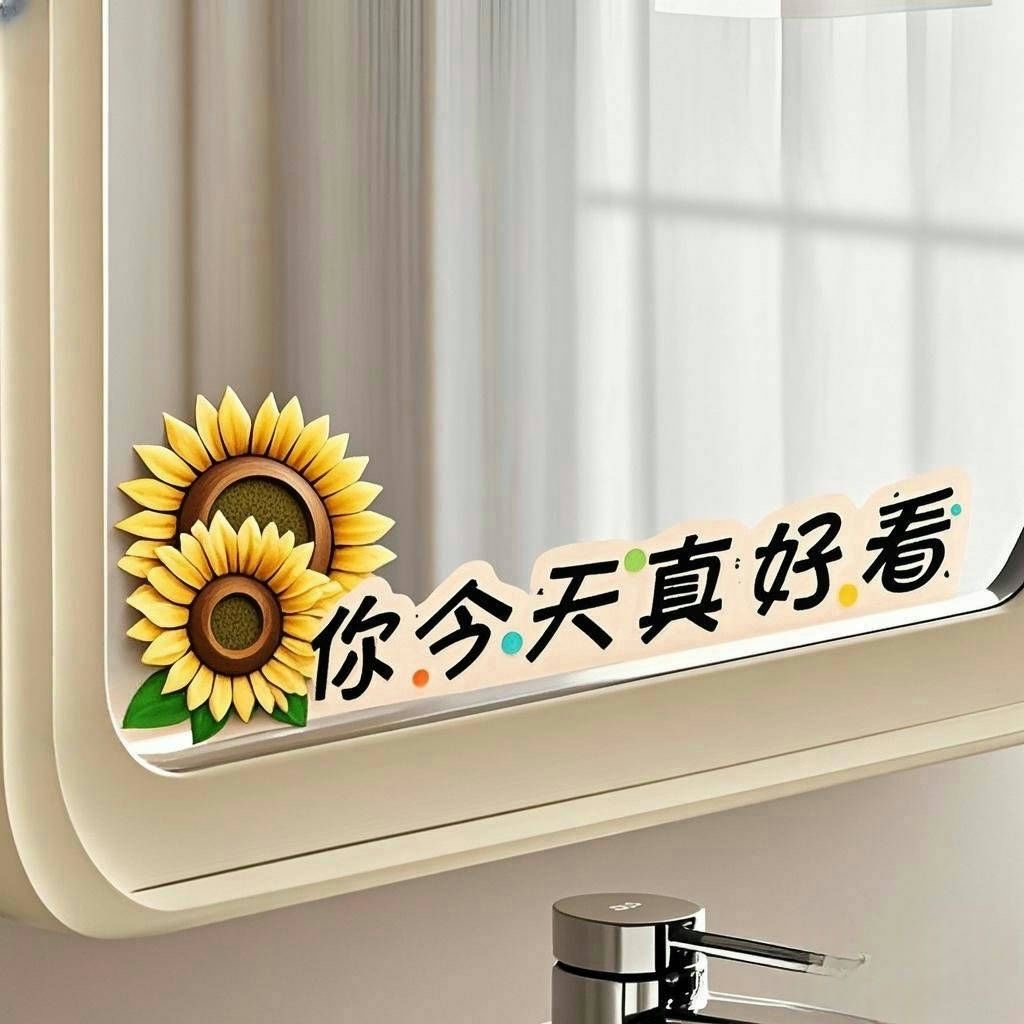 趣味卡通浴室镜子玻璃贴画贴纸