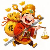 财神送财喜笑颜开贴纸冰箱衣柜装 饰贴纸墙面门窗防水自粘贴画P270