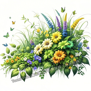 五颜六色小花小草装饰墙角贴纸遮丑贴画衣柜门车身防水自贴纸P346