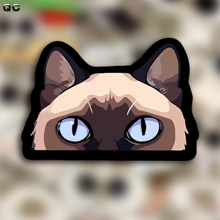 可爱暹罗卡通猫门缝车贴创意汽车摩托电动车车三角窗贴纸P203