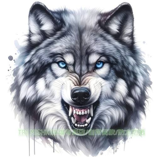 超酷潮流狼头创意贴纸防水自粘贴