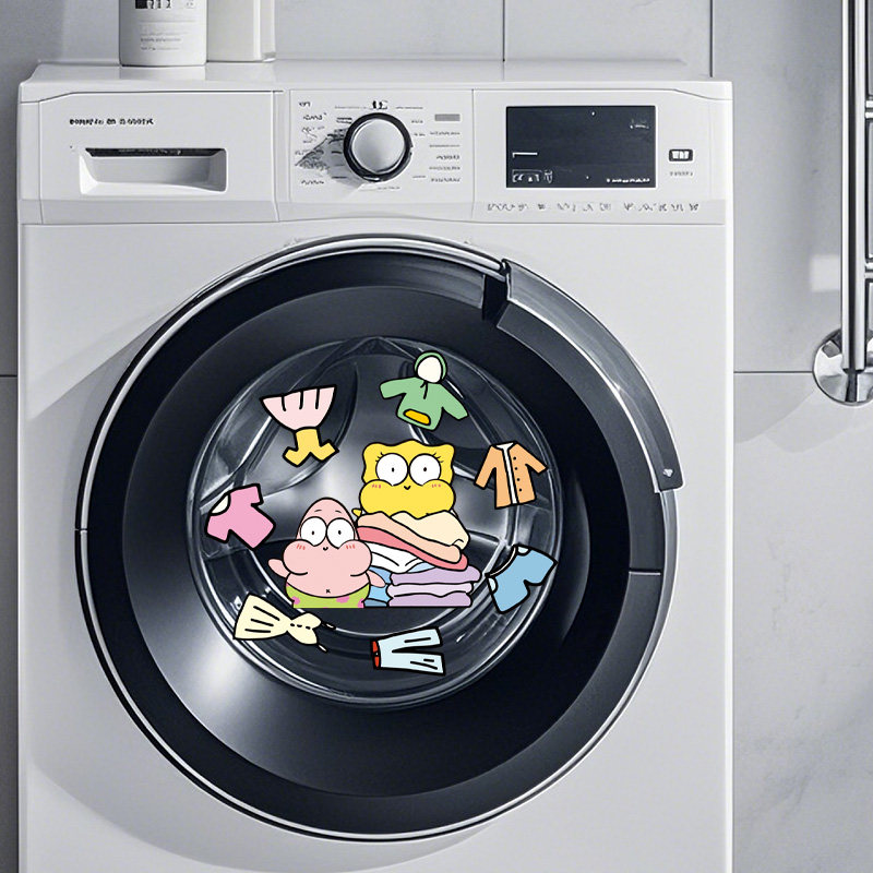 海绵宝宝滚筒洗衣机贴纸外壳遮丑卡通装饰贴纸浴室墙面贴画P216