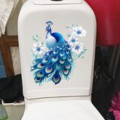 饰贴画防水卫生间马桶盖贴纸自粘P172 创意浴室装 美丽 蓝孔雀个性