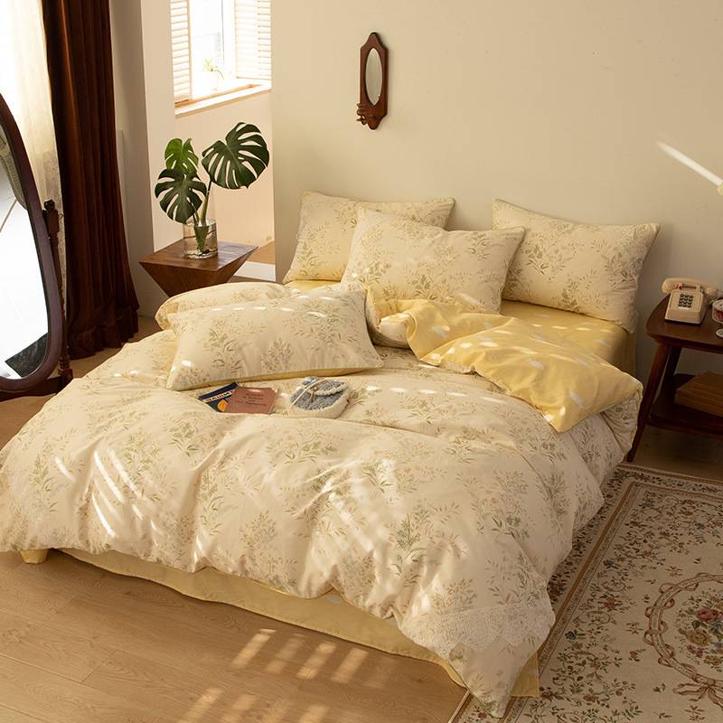 公主风床上四件套40支纯棉全棉被套小清新女生床品床笠床单三件套