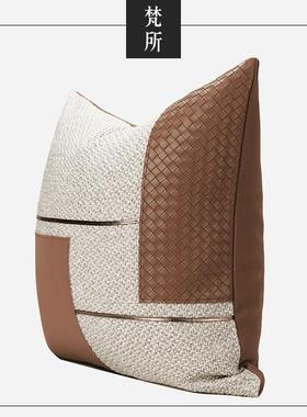 GZ6FCY轻N奢简约现代样板房客厅沙发设计M师靠垫F76HJ566米橘A色