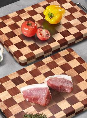 网红棋盘格菜板家用切DC-0756板橡菜胶檀木菜板乌木实木砧粘板案