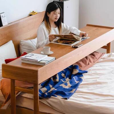 卧室可长移动床边边桌实木床LTV上书桌床床尾桌家用跨床懒条人电脑桌