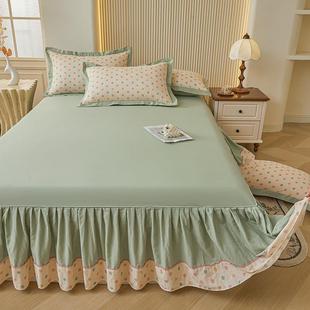 2205新款 纯棉双层纱花边床裙单件全棉单摆罩带裙边遮SX202502丑下