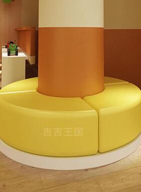 围沙发柱凳软包圆形弧形包柱凳子081212方形柱实柱子防凳带靠撞背