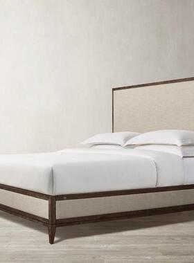 RH8/美式乡村木/实床现代简约橡木主卧双后人床190925-1法式复古