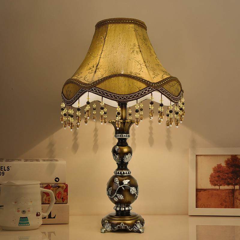 美式复古树布艺台灯家BL-T-004用床头照明灯脂卧具创意室雕花阅读