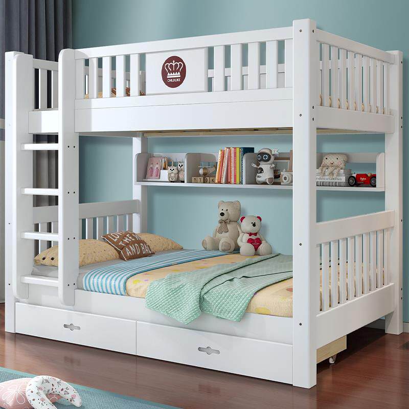 简上下同约木宽双层床床经济型子母床升级皇冠儿童床高低床全实上