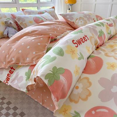 1.5米小清长新绒棉床四上用品家直150200销网红印厂花加厚斜纹磨