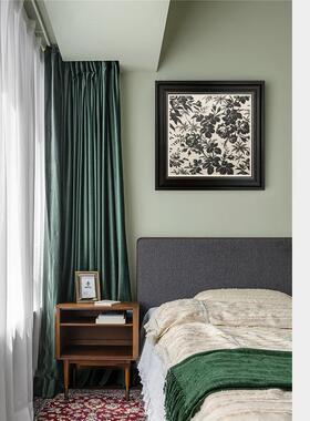 花开如意新中式餐厅玄关装饰画法奢式黑B306轻床白复头画欧式古走