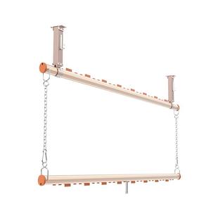 KIS大容量双层F7675M55晾衣杆定制顶固定手装 杆动升降晒9衣杆可调