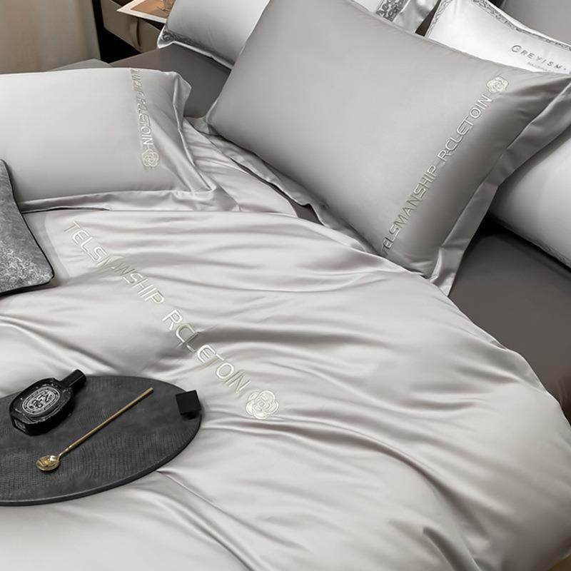 轻水奢RZG-12洗冰丝床上四丝件刺绣天套床单被套床笠三件套床品床