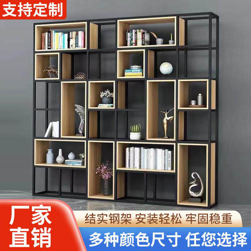yhu美式物架办公室隔断展置示架落艺地多BAB层书木架客厅实屏风铁