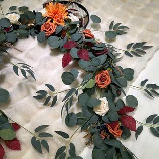 真人造桉树叶叶装花朵藤条EWI秋季柳家居餐桌仿氛围布置婚礼饰跨